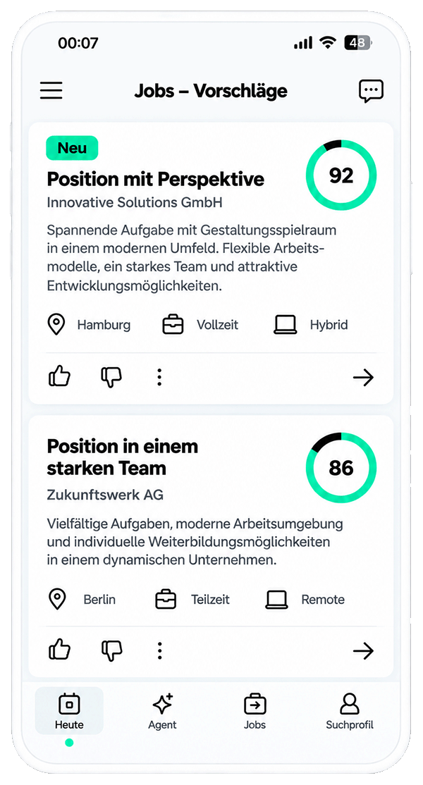 Vorschau passender Jobvorschläge in Spotpod